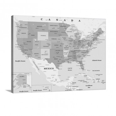 US Map Color Classic Text Wall Art - Canvas - Gallery Wrap
