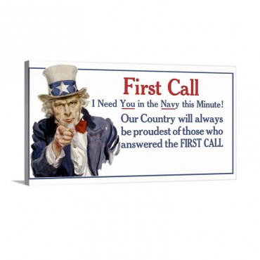 Uncle Sam Vintage War Poster Wall Art - Canvas - Gallery Wrap