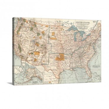 United States Vintage Map Wall Art - Canvas - Gallery Wrap