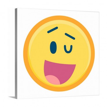 Winking Emoji With Blue Features