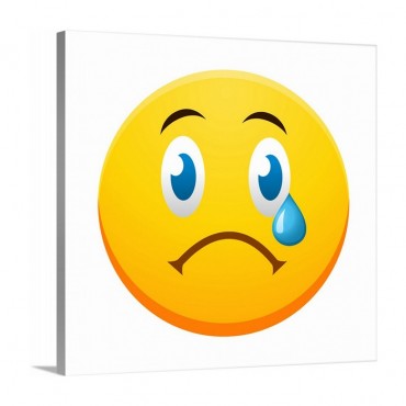 Sad Emoji With Blue Tear