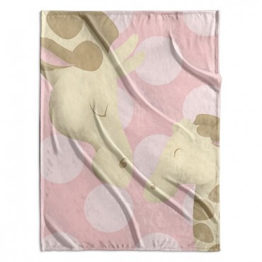 Giraffe Mommy And Baby On Pink
