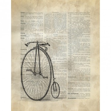Vintage Dictionary Art Antique Bike