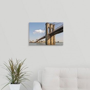Brooklyn Bridge Seen From Manhattan Waterfront New York