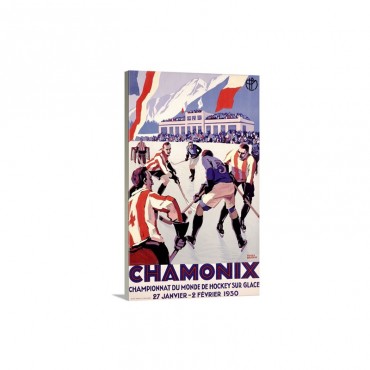 Championnat Du Monde De Hockey Vintage Poster by Roger Broders Wall Art - Canvas - Gallery Wrap