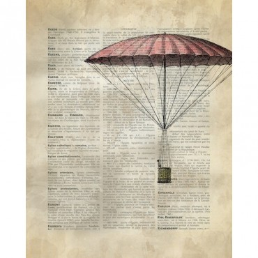 Vintage Dictionary Art Hot Air Balloon 1