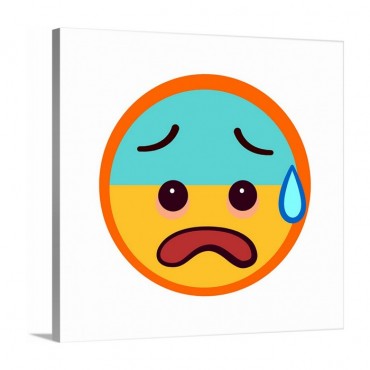 Panicked Emoji With Half Blue Face