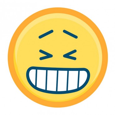 Grinning Emoji With Blue Features