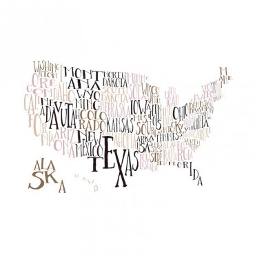 Soft Earth US Typography Map