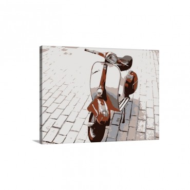 Vespa Scooter In Brown Wall Art - Canvas - Gallery Wrap