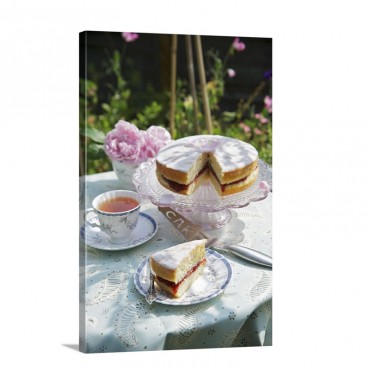 Victoria Sponge Cake And Tea Wall Art - Canvas - Gallery Wrap