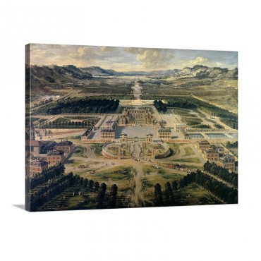 View Of Castle And Gardens Of Versailles From Avenue De Paris In 1668 Wall Art - Canvas - Gallery Wrap