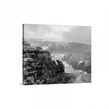 View Of Snow And Storm Clouds Over Grand Canyon From Mather Point South Rim Grand Canyon National Park Arizona Wall Art - Canvas - Gallery Wrap