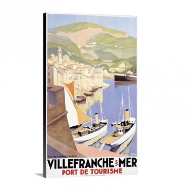 Villefranche Sur Mer Vintage Poster By Roger Broders Wall Art - Canvas - Gallery Wrap