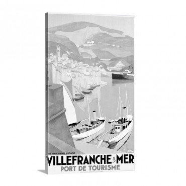 Villefranche Sur Mer Vintage Poster By Roger Broders Wall Art - Canvas - Gallery Wrap