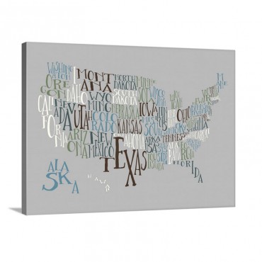 Vintage Chill US Typography Map Wall Art - Canvas - Gallery Wrap