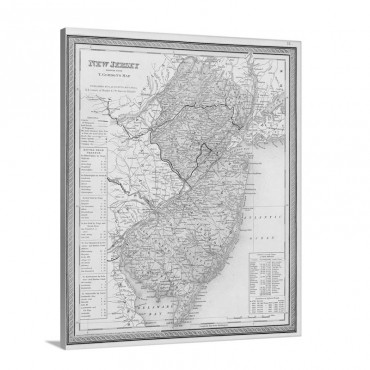 Vintage Map Of New Jersey Wall Art - Canvas - Gallery Wrap