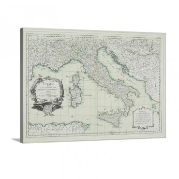 Vintage Map Of Italy Wall Art - Canvas - Gallery Wrap