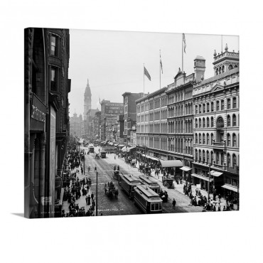 Vintage Photograph Of Market Street Philadelphia Pennsylvania Wall Art - Canvas - Gallery Wrap