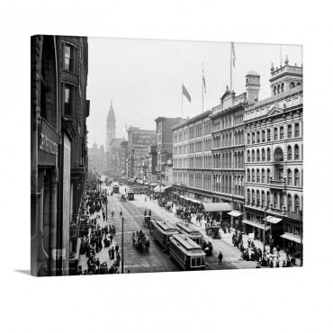 Vintage Photograph Of Market Street Philadelphia Pennsylvania Wall Art - Canvas - Gallery Wrap