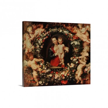 Virgin With A Garland Of Flowers C 1618 20 Wall Art - Canvas - Gallery Wrap