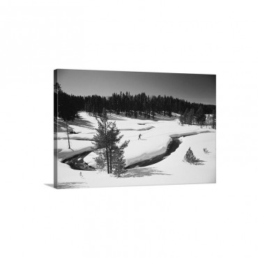 Virginia Creek With A Cross Country Skier Yellowstone National Park Montana Wall Art - Canvas - Gallery Wrap