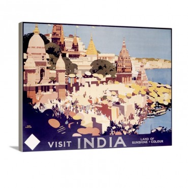 Visit India Vintage Poster By Fred Taylor Wall Art - Canvas - Gallery Wrap
