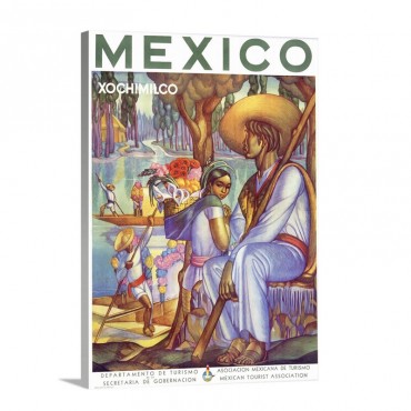 Visit Mexico Xochimilco Vintage Poster Wall Art - Canvas - Gallery Wrap