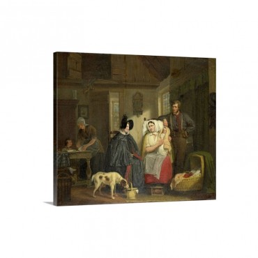 Visit To A New Mother By Moritz Calisch 1835 Dutch Painting Oil On Canvas Wall Art - Canvas - Gallery Wrap