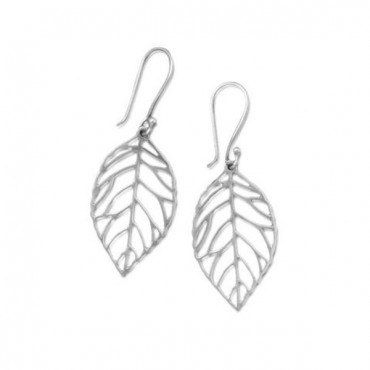 Oxidized Cut Out Leaf Drop Earrings