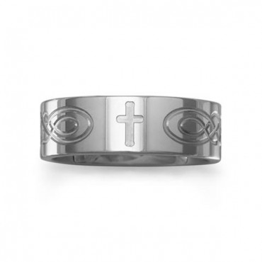 Tungsten Band with Etched Cross