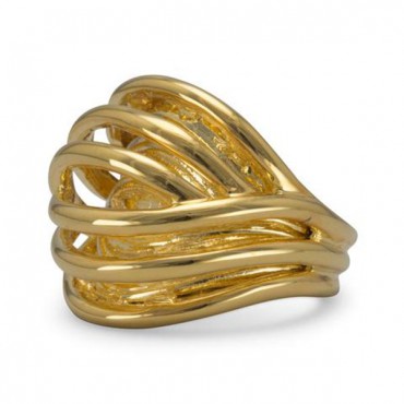 14 Karat Gold Plated Brass Domed Open Design Ring