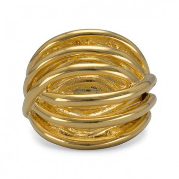 14 Karat Gold Plated Brass Domed Open Design Ring