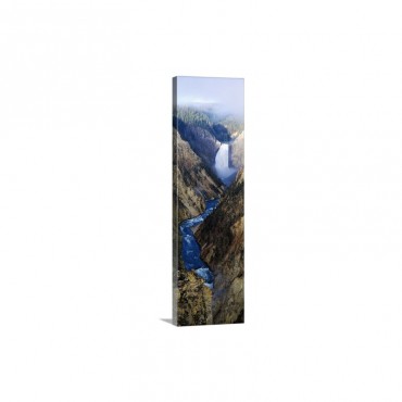 Waterfall Falling Into Stream Through A Canyon Yellowstone National Park Wyoming Wall Art - Canvas - Gallery Wrap