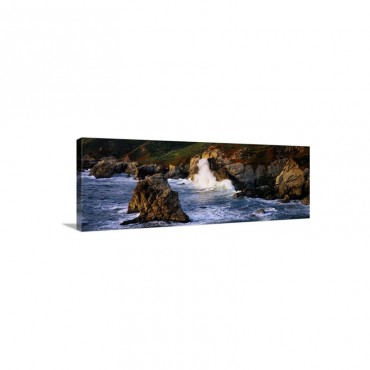 Waves Breaking On Rocks At The Coast Garrapata State Park Big Sur California Wall Art - Canvas - Gallery Wrap