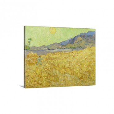 Wheat Fields With Reaper Auvers By Vincent Van Gogh Wall Art - Canvas - Gallery Wrap