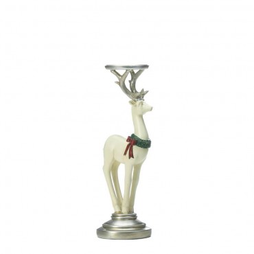 White Reindeer Candle Holder ( L )