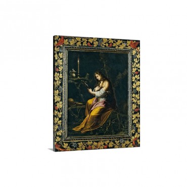 Woman In Contemplation In Wooden Cassetta Frame By Unknown Artist C 1600 1650 Wall Art - Canvas - Gallery Wrap