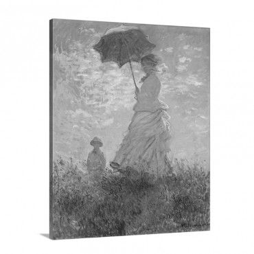 Woman With A Parasol Madame Monet And Her Son By Claude Monet 1875 Wall Art - Canvas - Gallery Wrap