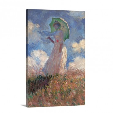 Woman With A Parasol Turned To The Left By Claude Monet 1886 Musee D'Orsay Wall Art - Canvas - Gallery Wrap