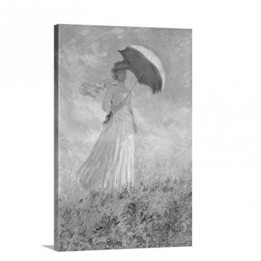 Woman With A Parasol Turned To The Right By Claude Monet 1886 Musee D'Orsay Wall Art - Canvas - Gallery Wrap