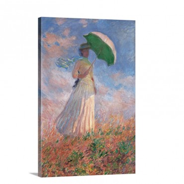 Woman With A Parasol Turned To The Right By Claude Monet 1886 Musee D'Orsay Wall Art - Canvas - Gallery Wrap