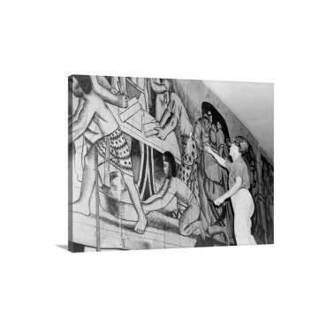 Works Progress Administration Artist Paints A Mural Wall Art - Canvas - Gallery Wrap