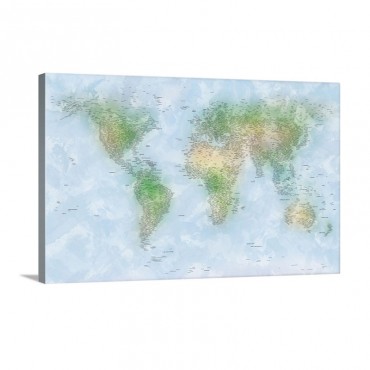 World Cities Map Wall Art - Canvas - Gallery Wrap
