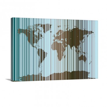 World Map Abstract Barcode Wall Art - Canvas - Gallery Wrap