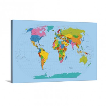 World Map Bright Wall Art - Canvas - Gallery Wrap