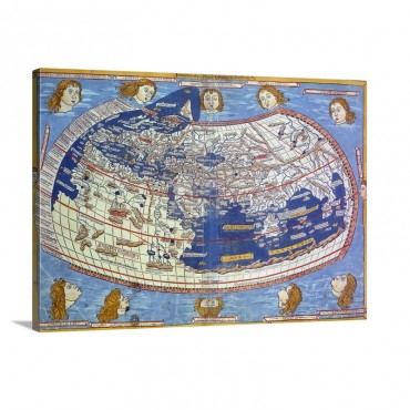 World Map From Cosmographia By Nicolaus Germanus Wall Art - Canvas - Gallery Wrap