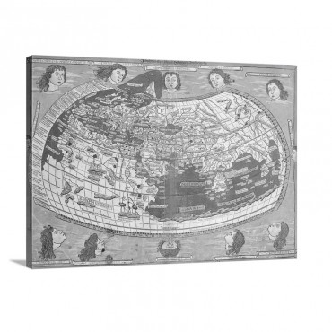 World Map From Cosmographia By Nicolaus Germanus Wall Art - Canvas - Gallery Wrap