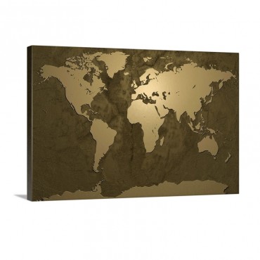 World Map Gold Wall Art - Canvas - Gallery Wrap