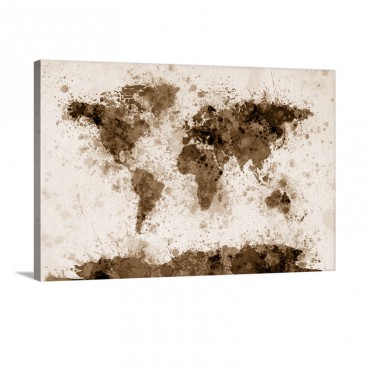 World Map Paint Splashes Red Wall Art - Canvas - Gallery Wrap